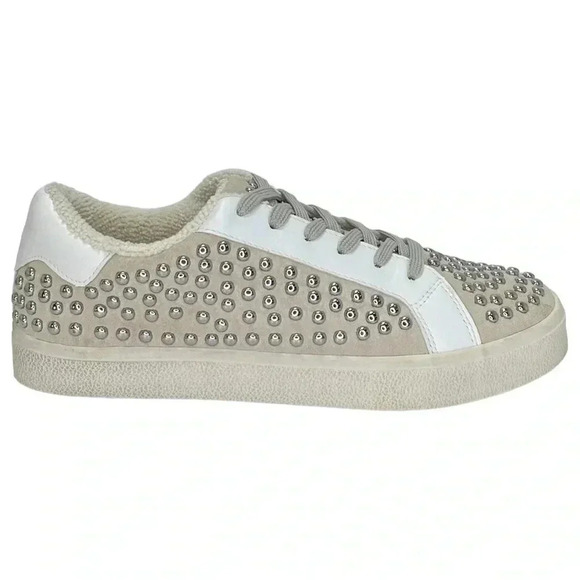AQUA Womens Sneakers 8.5M Tess White Multi Leather Silver Studded - Picture 2 of 14